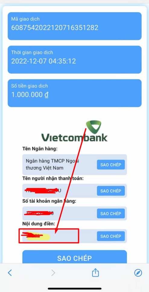 Chuyển khoản online nạp tiền t&agrave;i khoản Winbet